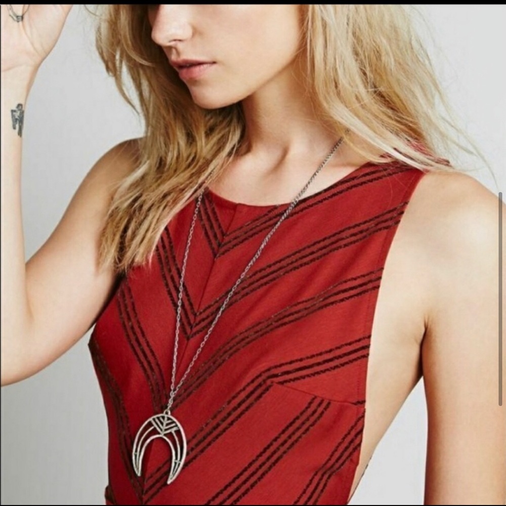 Free People Red-Orange Striped Mini Dress - Picture 3 of 4